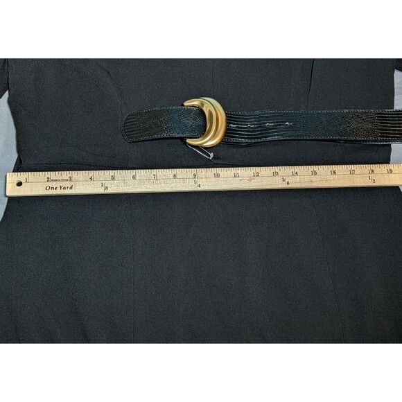 Donna Karan Black Belted V-Neck Double Slit Sheath Dress Size 16 NWT NEW - Picture 12 of 16